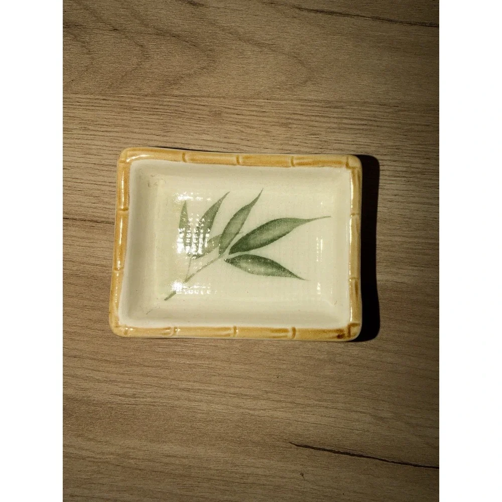 Bamboo Design Thick Ceramic Soap Ring Dish‎ Japan